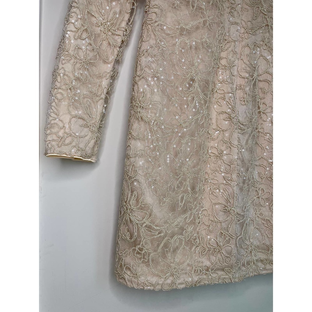 NWT TADASHI SHOJI Plunge Neck Long Sleeve Jacquard Floral Sequin Minidress 6 - Picture 16 of 16